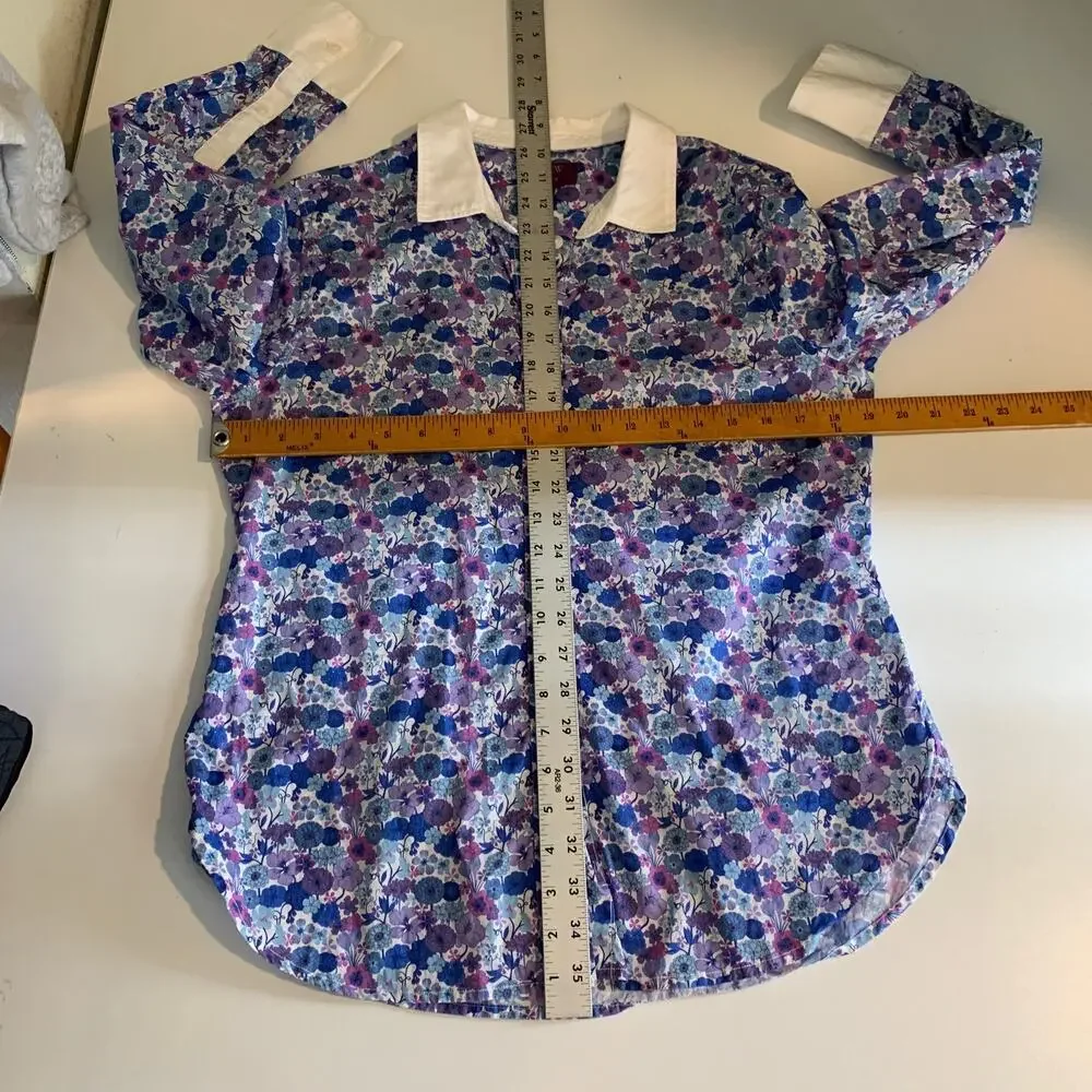 J Crew Shirt Womens 8 Floral Slim Fit Liberty Arrow Long Sleeve Contrast Collar